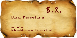 Birg Karmelina névjegykártya